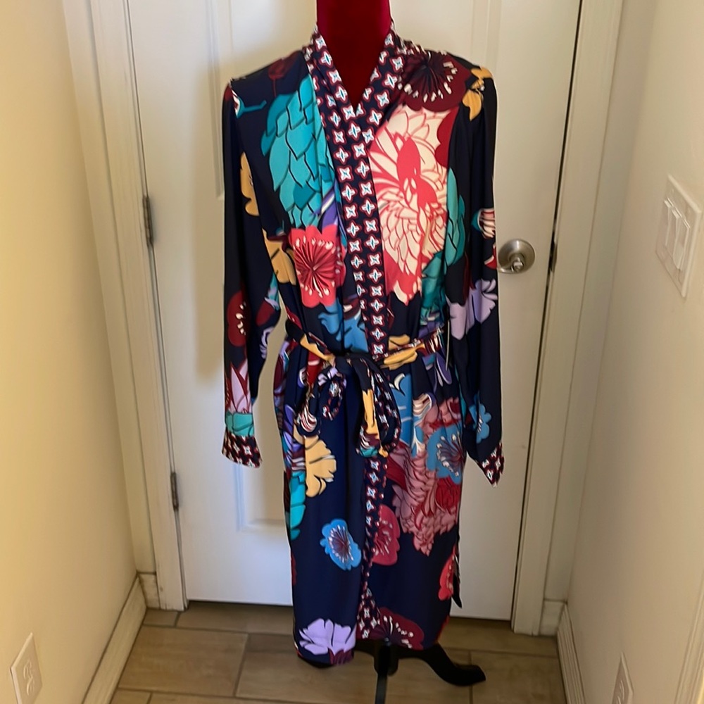 Satin kimono, multi floral